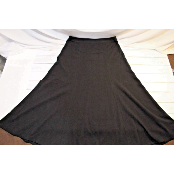 Cabi Women's 14 Black A-Line Midi Skirt Zip Eye Hook Closure - Picture 12 of 13